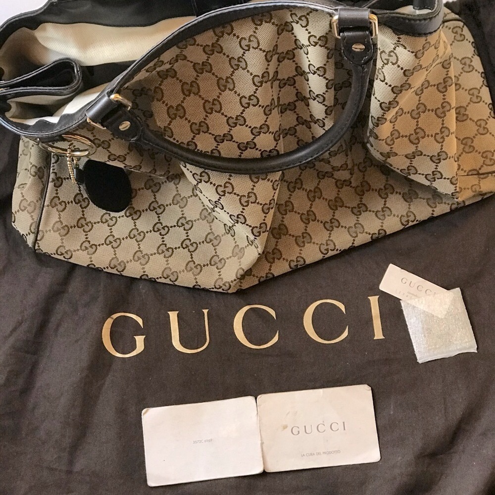 πGucci Sukey Monogram Leather Dark Brown Tote - Picture 3 of 15